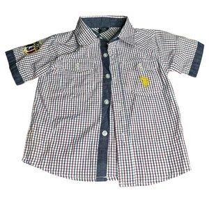 Us Polo Assn 18 months short sleeve button down shirt blue white